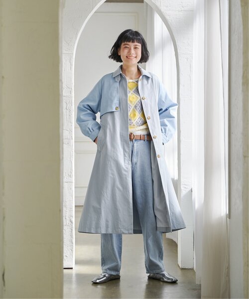 LBC（エルビーシー）の「デニム切り替えステンカラーコート（ステンカラーコート・レディース・グレー/ライトブルー/ネイビー・M）」の7枚目の写真