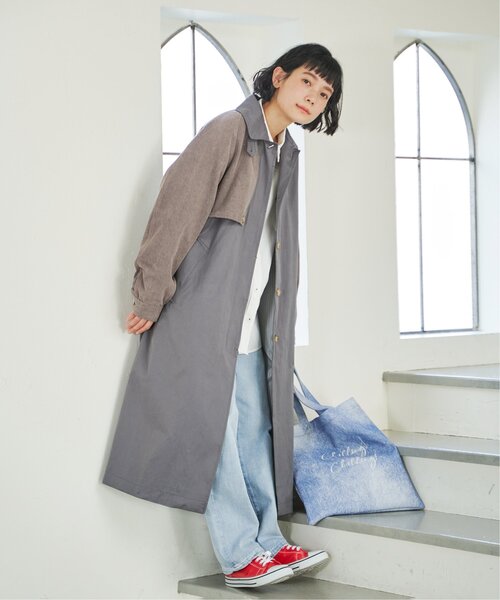 LBC（エルビーシー）の「デニム切り替えステンカラーコート（ステンカラーコート・レディース・グレー/ライトブルー/ネイビー・M）」の6枚目の写真