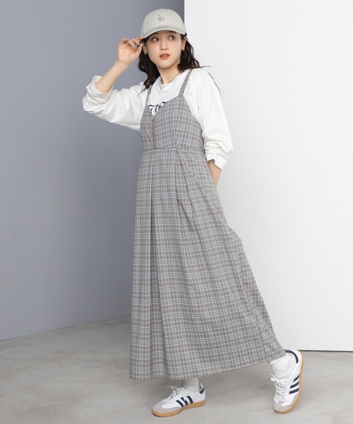 RAGEBLUE（レイジブルー）の「バックリボン/チェックキャミワンピース（ワンピース・レディース・ライトグレー/グリーン/ダークグレー・FREE）」の5枚目の写真