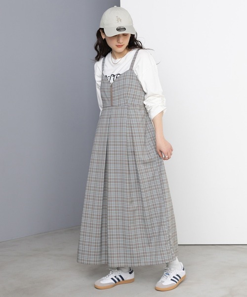 RAGEBLUE（レイジブルー）の「バックリボン/チェックキャミワンピース（ワンピース・レディース・ライトグレー/グリーン/ダークグレー・FREE）」の7枚目の写真