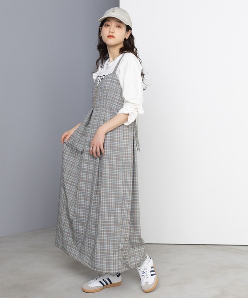RAGEBLUE（レイジブルー）の「バックリボン/チェックキャミワンピース（ワンピース・レディース・ライトグレー/グリーン/ダークグレー・FREE）」の8枚目の写真