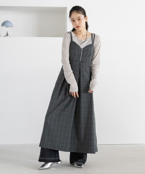 RAGEBLUE（レイジブルー）の「バックリボン/チェックキャミワンピース（ワンピース・レディース・ライトグレー/グリーン/ダークグレー・FREE）」の11枚目の写真