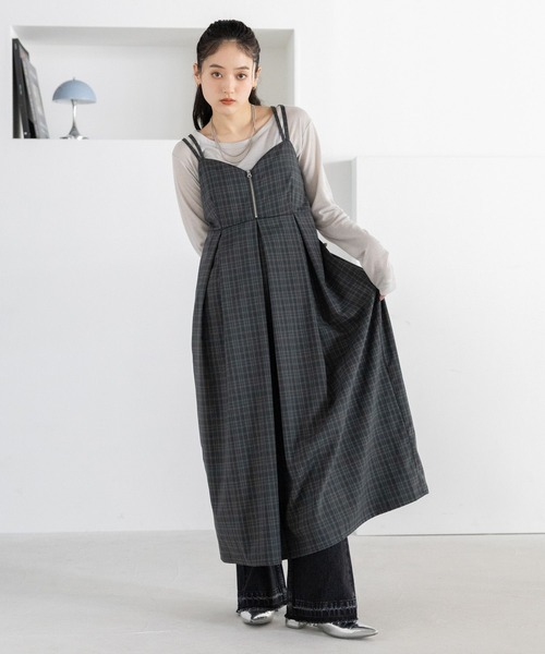 RAGEBLUE（レイジブルー）の「バックリボン/チェックキャミワンピース（ワンピース・レディース・ライトグレー/グリーン/ダークグレー・FREE）」の12枚目の写真