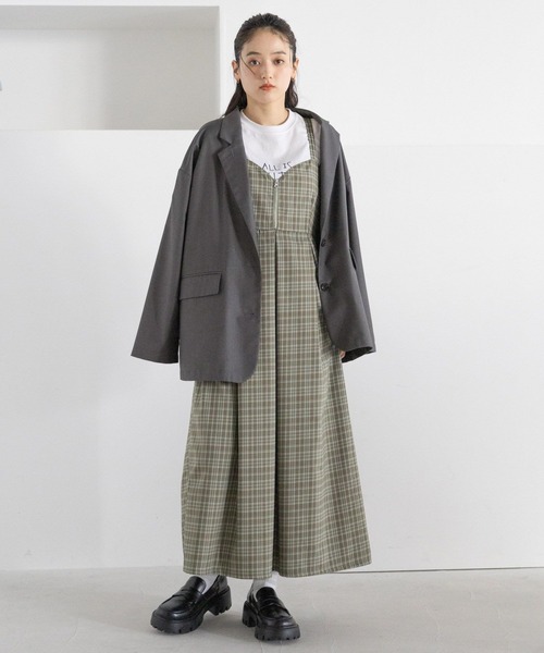 RAGEBLUE（レイジブルー）の「バックリボン/チェックキャミワンピース（ワンピース・レディース・ライトグレー/グリーン/ダークグレー・FREE）」の15枚目の写真