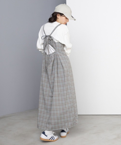 RAGEBLUE（レイジブルー）の「バックリボン/チェックキャミワンピース（ワンピース・レディース・ライトグレー/グリーン/ダークグレー・FREE）」の9枚目の写真
