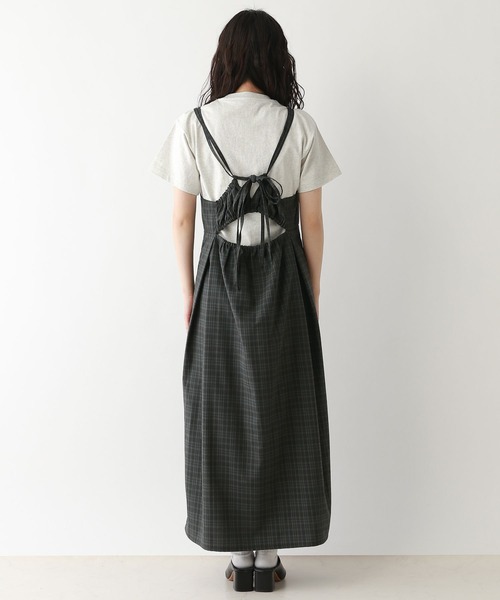 RAGEBLUE（レイジブルー）の「バックリボン/チェックキャミワンピース（ワンピース・レディース・ライトグレー/グリーン/ダークグレー・FREE）」の18枚目の写真