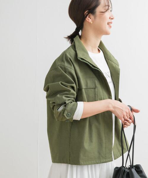 URBAN RESEARCH DOORS（アーバンリサーチドアーズ）の「ミリタリースタンドカラージャケット（ミリタリージャケット・レディース・カーキ/ナチュラル・MEDIUM）」の16枚目の写真