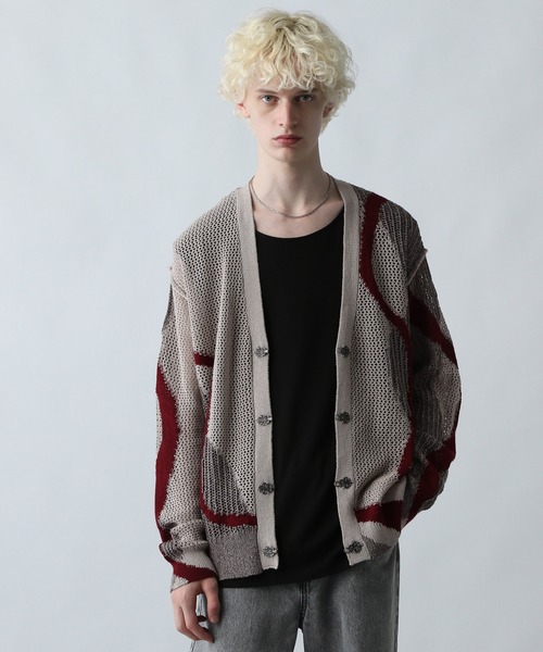 HARE(ハレ)の「ハイショクラインメタルボタンカーディガン(HARE)(カーディガン/ボレロ・メンズ・ブラック/ホワイト/グレー・FREE)」の3枚目の写真