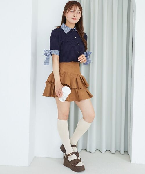 MAJESTIC LEGON(マジェスティックレゴン)の「アソートティアードミニスカパン(スカート・レディース・アイボリー/ブラック/ホワイト系その他/グレー/チャコールグレー/キャメル・MEDIUM)」の18枚目の写真