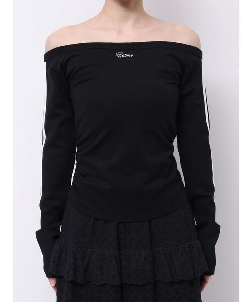 EATME(イートミー)の「オフショルダーラインTOP(Tシャツ/カットソー・レディース・オフホワイト/ブラック・FREE)」の7枚目の写真