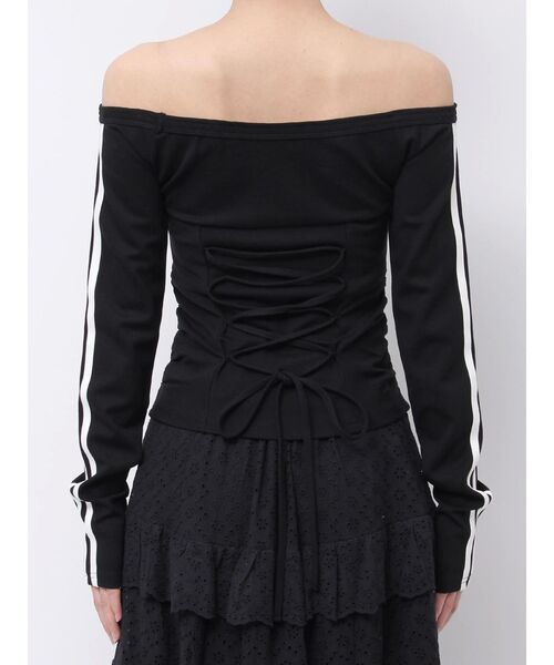 EATME(イートミー)の「オフショルダーラインTOP(Tシャツ/カットソー・レディース・オフホワイト/ブラック・FREE)」の5枚目の写真