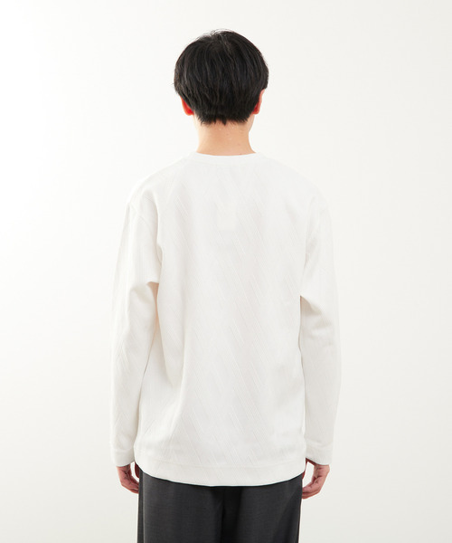 MEN'S MELROSE(メンズメルローズ)の「バイアスジャガードクルーネックロングスリーブTシャツ(Tシャツ/カットソー・メンズ・ホワイト/ブラック/グレー・2/3/4)」の22枚目の写真