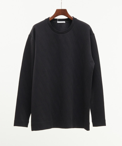 MEN'S MELROSE(メンズメルローズ)の「バイアスジャガードクルーネックロングスリーブTシャツ(Tシャツ/カットソー・メンズ・ホワイト/ブラック/グレー・2/3/4)」の6枚目の写真
