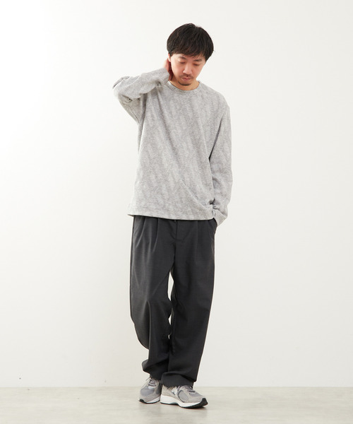 MEN'S MELROSE(メンズメルローズ)の「バイアスジャガードクルーネックロングスリーブTシャツ(Tシャツ/カットソー・メンズ・ホワイト/ブラック/グレー・2/3/4)」の15枚目の写真