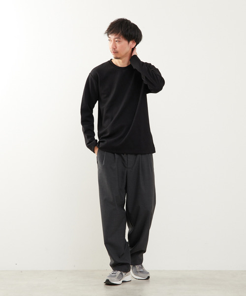 MEN'S MELROSE(メンズメルローズ)の「バイアスジャガードクルーネックロングスリーブTシャツ(Tシャツ/カットソー・メンズ・ホワイト/ブラック/グレー・2/3/4)」の19枚目の写真
