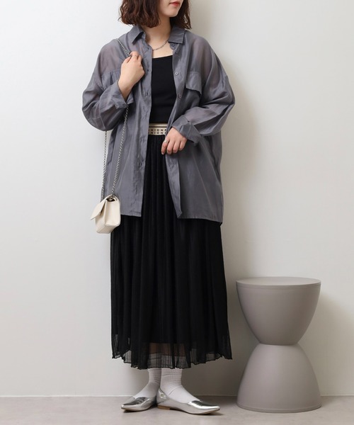 Anna Nicola（アンナニコラ）の「Anna Nicola ラメシアーロングスカート ロゴウエストゴム キラキラプリーツ マーメイド（スカート・レディース・ブルー/ブラック/シルバーグレー・38）」の17枚目の写真