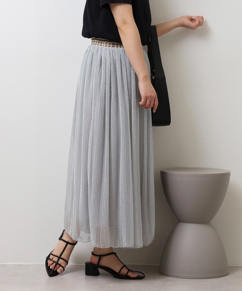 Anna Nicola（アンナニコラ）の「Anna Nicola ラメシアーロングスカート ロゴウエストゴム キラキラプリーツ マーメイド（スカート・レディース・ブルー/ブラック/シルバーグレー・38）」の20枚目の写真