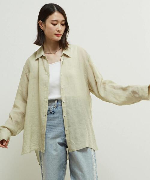 ブラウス シャツ テンセル麻シアービックシルエットシャツ レディース セール】テンセル麻シアービックシルエットシャツ（シャツ