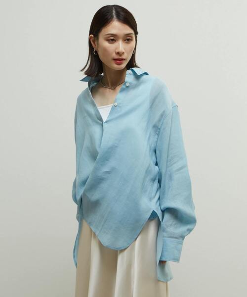 SOFFITTO(ソフィット)の「テンセル麻シアービックシルエットシャツ(シャツ/ブラウス・レディース・ライトブルー/ブラック/グリーン系その他/ホワイト・FREE)」の11枚目の写真
