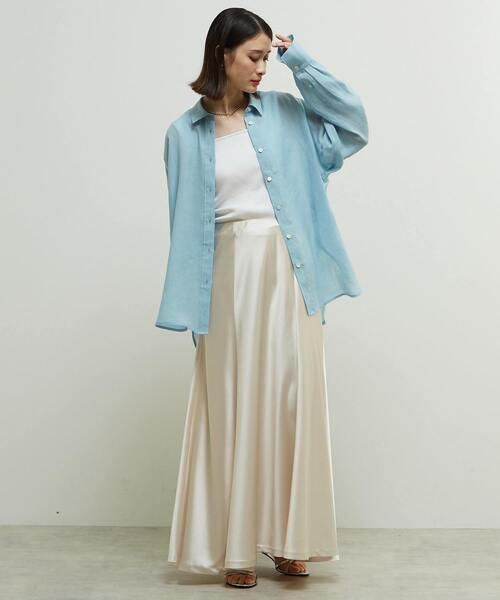 SOFFITTO(ソフィット)の「テンセル麻シアービックシルエットシャツ(シャツ/ブラウス・レディース・ライトブルー/ブラック/グリーン系その他/ホワイト・FREE)」の14枚目の写真