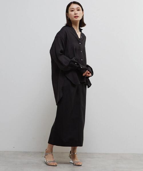 SOFFITTO(ソフィット)の「テンセル麻シアービックシルエットシャツ(シャツ/ブラウス・レディース・ライトブルー/ブラック/グリーン系その他/ホワイト・FREE)」の6枚目の写真