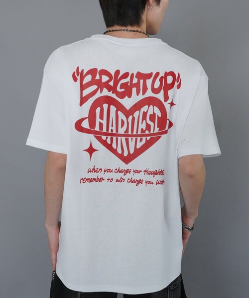 セール】ストリートバックプリントTシャツ/ハートロゴ（Tシャツ