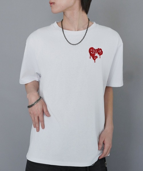 セール】ストリートバックプリントTシャツ/ハートロゴ（Tシャツ