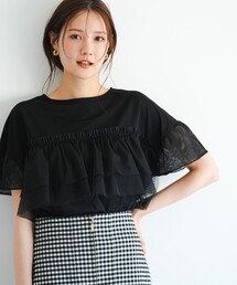 【洗える】チュール重ね プルオーバー