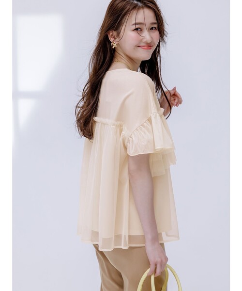 ANY SIS（エニィスィス）の「【洗える】チュール重ね プルオーバー（Tシャツ/カットソー・レディース・ブラック系/ライトイエロー系/ライトグレー系/アイボリー系・2）」の5枚目の写真