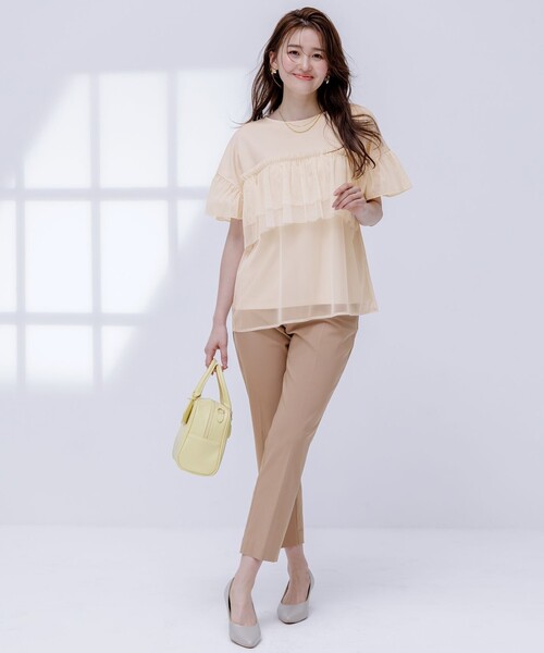 ANY SIS（エニィスィス）の「【洗える】チュール重ね プルオーバー（Tシャツ/カットソー・レディース・ブラック系/ライトイエロー系/ライトグレー系/アイボリー系・2）」の6枚目の写真