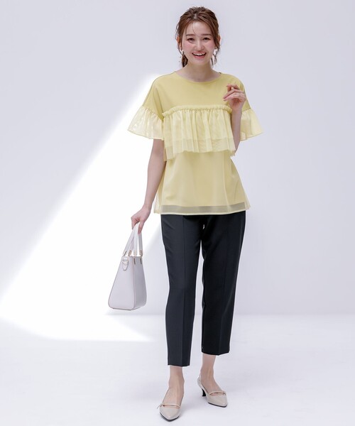 ANY SIS（エニィスィス）の「【洗える】チュール重ね プルオーバー（Tシャツ/カットソー・レディース・ブラック系/ライトイエロー系/ライトグレー系/アイボリー系・2）」の8枚目の写真