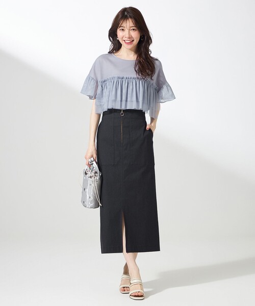 ANY SIS（エニィスィス）の「【洗える】チュール重ね プルオーバー（Tシャツ/カットソー・レディース・ブラック系/ライトイエロー系/ライトグレー系/アイボリー系・2）」の9枚目の写真