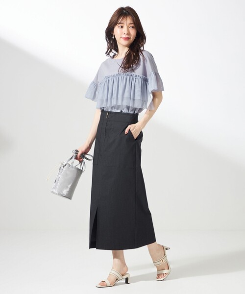 ANY SIS（エニィスィス）の「【洗える】チュール重ね プルオーバー（Tシャツ/カットソー・レディース・ブラック系/ライトイエロー系/ライトグレー系/アイボリー系・2）」の10枚目の写真