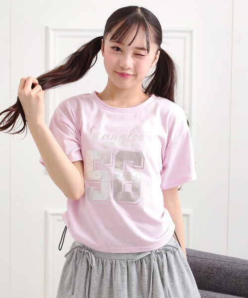 ★as''on★ATLANTA POCKET TEE / PINK★正規品/韓国送料込 サイドアジャスターナンバリングTシャツ（Tシャツ/カットソー