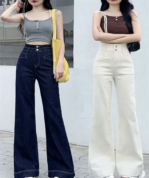 Dream garden(ドリームガーデン)の「ハイウエストルーズワイドデニムパンツ(デニムパンツ・レディース・アイボリー/インディゴブルー・XS/2XL/3XL/S/M/XL/L)」の17枚目の写真