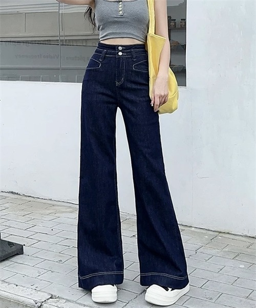 Dream garden(ドリームガーデン)の「ハイウエストルーズワイドデニムパンツ(デニムパンツ・レディース・アイボリー/インディゴブルー・XS/2XL/3XL/S/M/XL/L)」の13枚目の写真