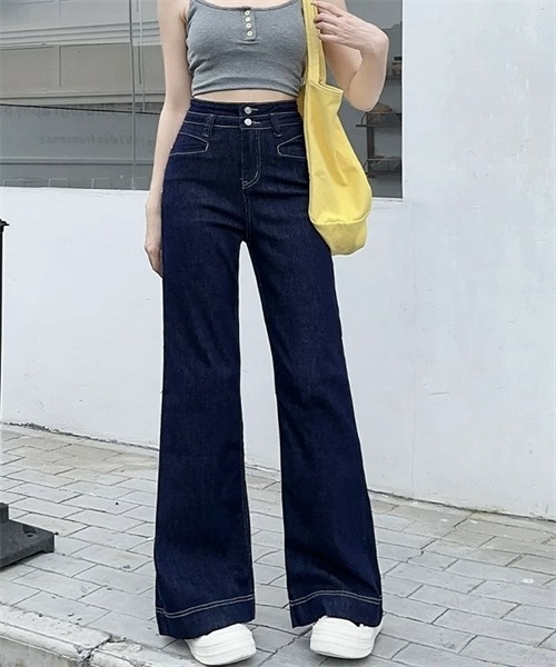 Dream garden(ドリームガーデン)の「ハイウエストルーズワイドデニムパンツ(デニムパンツ・レディース・アイボリー/インディゴブルー・XS/2XL/3XL/S/M/XL/L)」の11枚目の写真