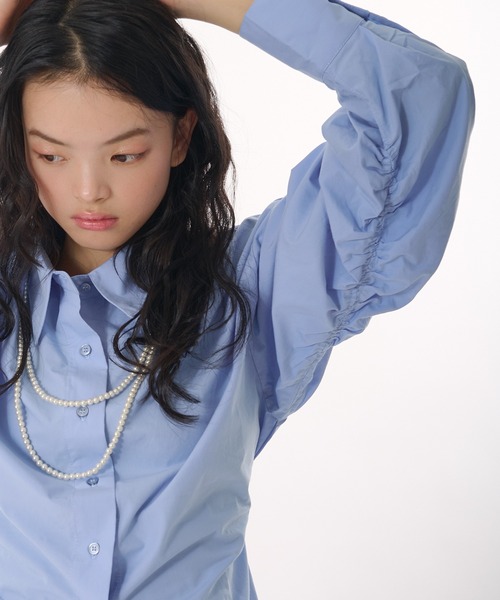 MUHET（ミュエータ）の「back button gather sleeve shirt / バックボタンギャザースリーブシャツ（シャツ/ブラウス・レディース・ライトブルー/イエロー・FREE）」の6枚目の写真