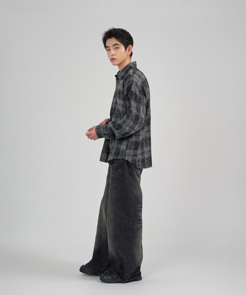 kutir（クティール）の「VINTAGE LIKE OMBRE CHECK SHIRT／ヴィンテージライクオンブレチェックシャツ（シャツ/ブラウス・メンズ・ネイビー/ブラック/ボルドー・MEDIUM/LARGE）」の20枚目の写真