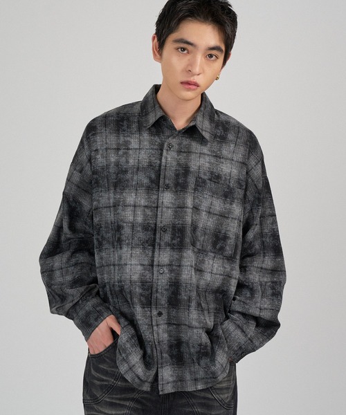kutir（クティール）の「VINTAGE LIKE OMBRE CHECK SHIRT／ヴィンテージライクオンブレチェックシャツ（シャツ/ブラウス・メンズ・ネイビー/ブラック/ボルドー・MEDIUM/LARGE）」の12枚目の写真