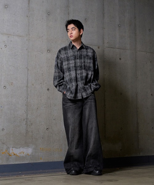 kutir（クティール）の「VINTAGE LIKE OMBRE CHECK SHIRT／ヴィンテージライクオンブレチェックシャツ（シャツ/ブラウス・メンズ・ネイビー/ブラック/ボルドー・MEDIUM/LARGE）」の11枚目の写真
