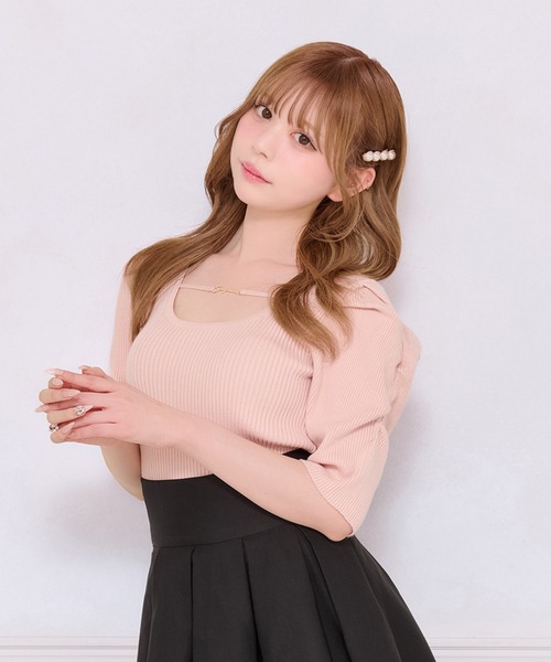 apres jour(アプレジュール)の「フロントビジューニットトップス(ニット/セーター・レディース・ラベンダー/ミント/ピンク/ホワイト/ピンクベージュ/ブラック・X-LARGE/フリー)」の5枚目の写真