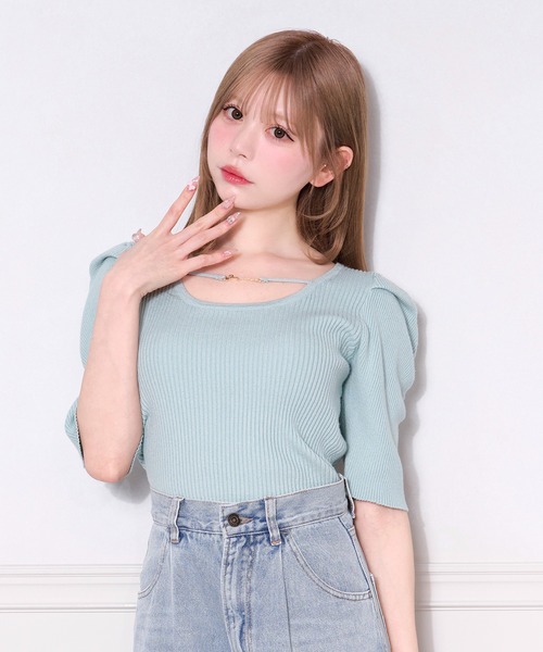 apres jour(アプレジュール)の「フロントビジューニットトップス(ニット/セーター・レディース・ラベンダー/ミント/ピンク/ホワイト/ピンクベージュ/ブラック・X-LARGE/フリー)」の3枚目の写真