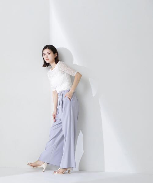 NATURAL BEAUTY BASIC（ナチュラルビューティーベーシック）の「◇ボートネックシアーレーストップス（Tシャツ/カットソー・レディース・ダークブラウン/オフホワイト/ブラック・FREE）」の8枚目の写真