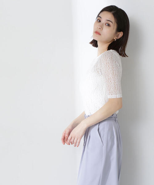 トップス natural.b セール】◇ボートネックシアーレーストップス（Tシャツ