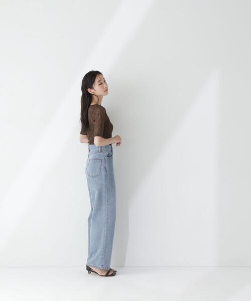 NATURAL BEAUTY BASIC（ナチュラルビューティーベーシック）の「◇ボートネックシアーレーストップス（Tシャツ/カットソー・レディース・ダークブラウン/オフホワイト/ブラック・FREE）」の19枚目の写真