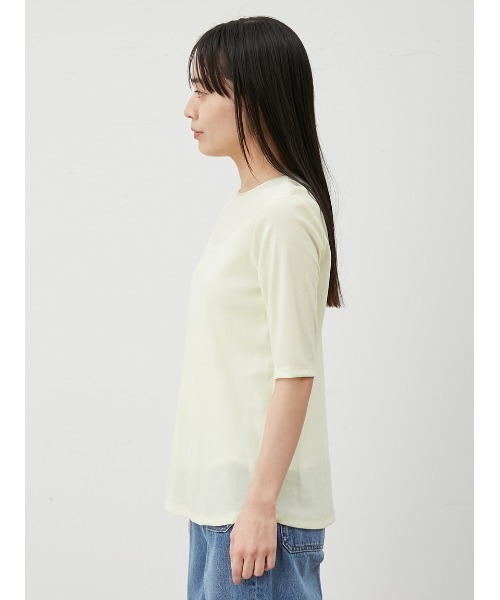 Mila Owen（ミラオーウェン）の「フロッキーベロア後ろスリット半袖トップス（Tシャツ/カットソー・レディース・チャコールグレー/ブラック/イエロー・0/1）」の8枚目の写真