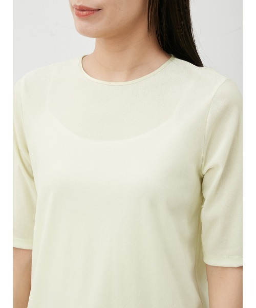 Mila Owen（ミラオーウェン）の「フロッキーベロア後ろスリット半袖トップス（Tシャツ/カットソー・レディース・チャコールグレー/ブラック/イエロー・0/1）」の10枚目の写真