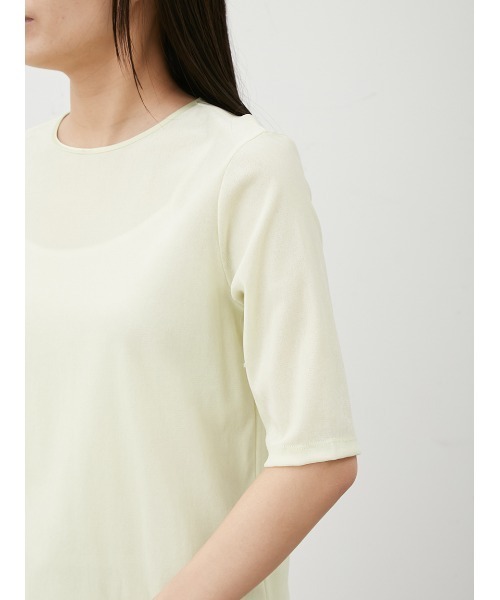 Mila Owen（ミラオーウェン）の「フロッキーベロア後ろスリット半袖トップス（Tシャツ/カットソー・レディース・チャコールグレー/ブラック/イエロー・0/1）」の11枚目の写真