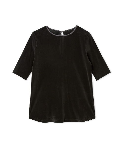 Mila Owen（ミラオーウェン）の「フロッキーベロア後ろスリット半袖トップス（Tシャツ/カットソー・レディース・チャコールグレー/ブラック/イエロー・0/1）」の18枚目の写真